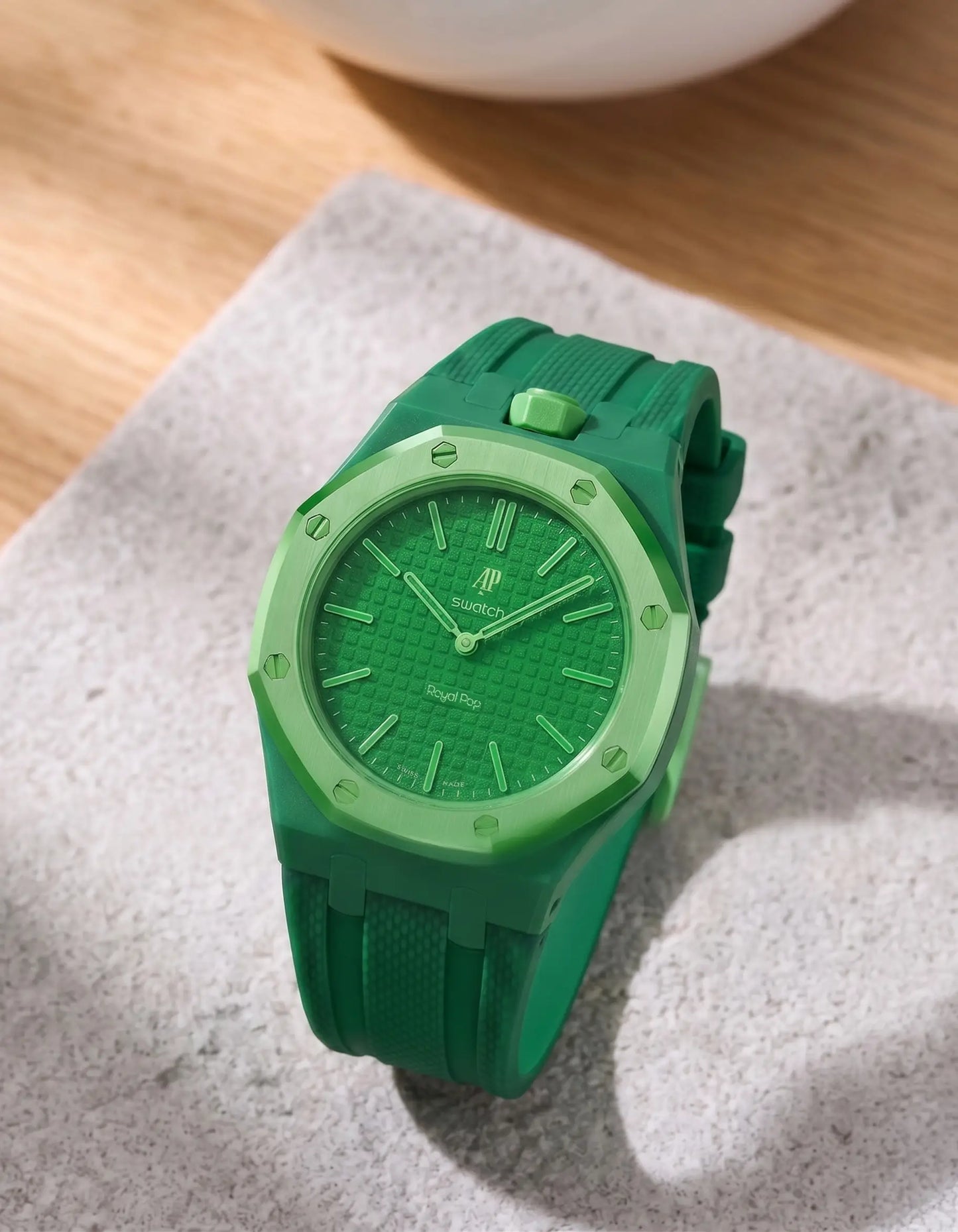 Rubber Strap For AP x Swatch Royal Pop Green Eight