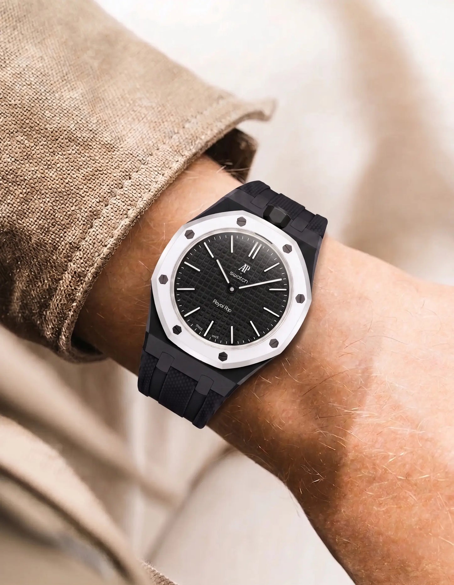 Rubber Strap For AP x Swatch Royal Pop Ocho Negro